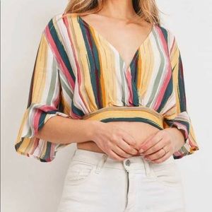 NWT Striped Crop Top - Spring Watercolors